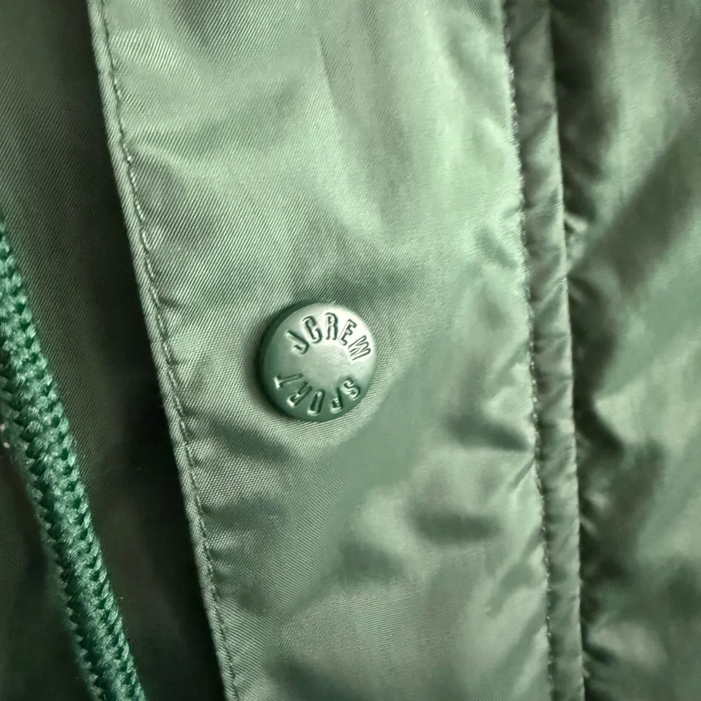 J.Crew Forest Green Hooded Anorak Windbreaker Pullover Jacket L